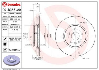 Brembo 09.B356.21 тормозной диск на OPEL MOKKA