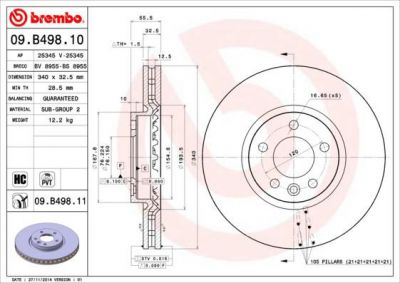 BREMBO Диск тормозной 09.B498.10 (09.B498.10)