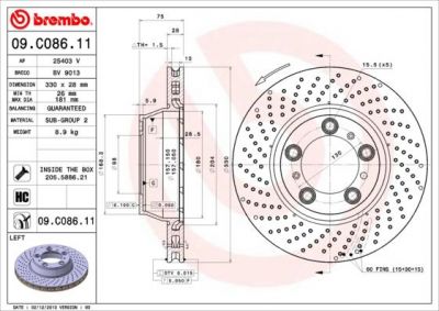 Brembo 09.C086.11 тормозной диск на PORSCHE 911 (991)