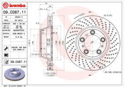 Brembo 09.C087.11 тормозной диск на PORSCHE 911 (991)