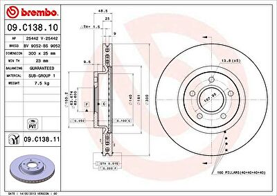 Brembo 09.C138.10 тормозной диск на VOLVO C30