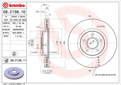 Brembo 09.C138.11 тормозной диск на VOLVO C30