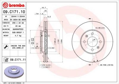 BREMBO Диск тормозной передний Hyundai Solaris (09.C171.11)