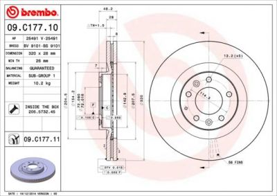 Brembo 09.C177.11 тормозной диск на MAZDA CX-7 (ER)