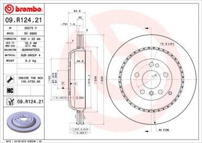 BREMBO Диск тормозной Mercedes Benz GL-CLASS (X164) GL 320 CDI (164.822) (1644230612, 09.R124.21)