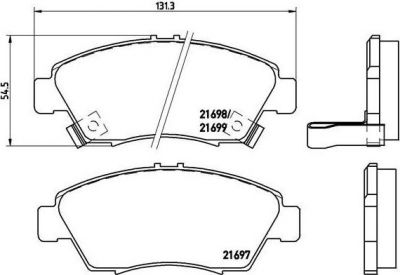 BREMBO Тормозные колодки HONDA CIVIC IV (EG, EH) 1.3 Kw 55 01/92 - 12/92 F (572324, P28024)