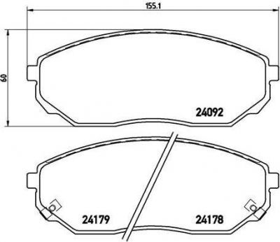 BREMBO Комплект тормозных колодок KIA SORENTO (JC) 2.4 Kw 102 08/02 - > F (GDB3343, P30019)