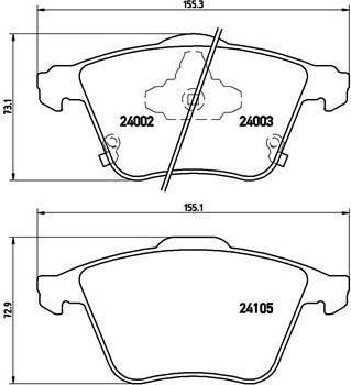 BREMBO Колодки тормозные MAZDA 6 (GG) 2.3 Kw 120 03/05 - 07/07 (GPYA3323ZB, P49038)