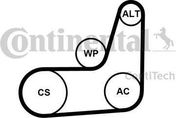 Contitech 6PK1033 ELAST T1 поликлиновой ременный комплект на FORD FIESTA VI