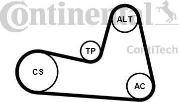 CONTITECH Ремень поликлиновой с роликами, комплект (6PK1200K2)