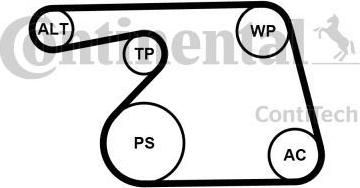 Contitech 6PK1318K2 поликлиновой ременный комплект на OPEL CORSA D