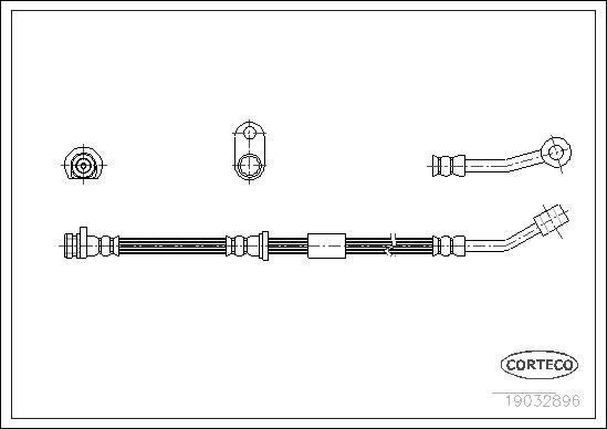 Corteco 19032896 тормозной шланг на HONDA CIVIC VI купе (EJ, EM1)