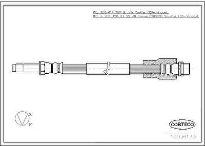 Corteco 19036133 тормозной шланг на MERCEDES-BENZ SPRINTER 4,6-t c бортовой платформой/ходовая часть (906)