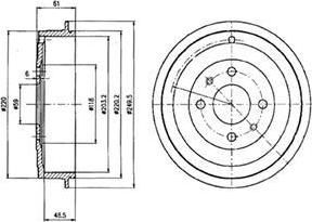 Delphi BF413 тормозной барабан на ALFA ROMEO 146 (930)