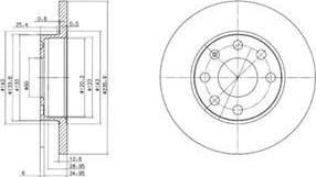 Delphi BG2148 Диск тормозной OPEL ASTRA 91-02/CORSA 82-00/KADETT 79-92/VECTRA 88-95 передний