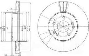 DELPHI Диск торм. пер. вент.[284x22] 5 отв.(min 2) (BG2345)