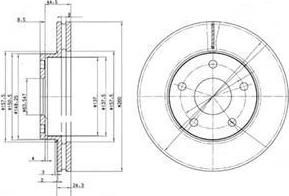 Delphi BG2346 Диск тормозной FORD SCORPIO 2.0-2.9 85-94 передний вент.D=260мм.