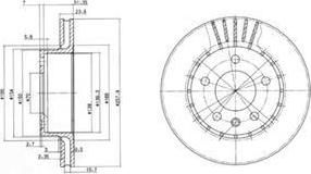 Delphi BG2384 Диск тормозной OPEL OMEGA A 1.8-2.4 86-94 передний вент.