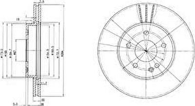 Delphi BG2768 Диск тормозной MERCEDES W202 1.8-3.0 93-01 передний вент.D=284мм.