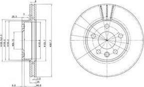 DELPHI Диск торм. пер. вент.[288x25] 5 отв.(min 2) (BG3025)