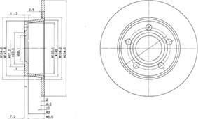 Delphi BG3672 Диск тормозной AUDI A6 quattro 97-05 задний D=255мм.