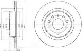 Delphi BG3731 Диск тормозной OPEL SIGNUM 03-/VECTRA 02-/SAAB 9-3 02- задний