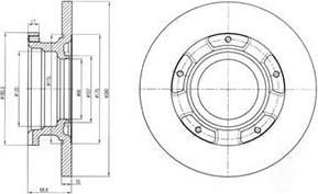 Delphi BG4008 Диск тормозной FORD TRANSIT 2.2-2.4 TDCI 06- задний без кольца АБС