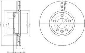 Delphi BG9106 Диск тормозной VW MULTIVAN V/TRANSPORTER V 03- передний D=340мм.