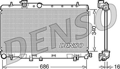 DENSO Радиатор охлаждения SUBARU IMPREZA 1.6-2.5I 00-06/LEGACY 2.0-2.5I 98-03 МКПП (45111FE080, DRM36006)