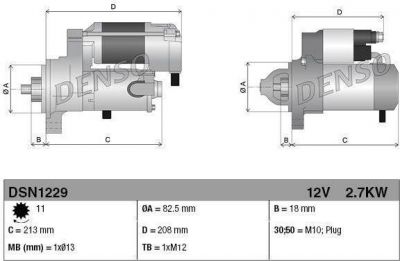 Denso DSN1229 стартер на TOYOTA LAND CRUISER (LJ12_, KZJ12_, TRJ12_, KDJ12_, GRJ12_)