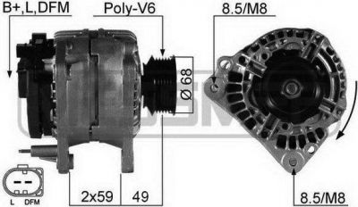 Era 210256 генератор на VW LT 28-46 II фургон (2DA, 2DD, 2DH)