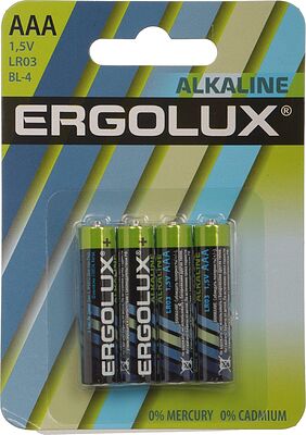 ERGOLUX Батарейки ERGOLUX LR03 BL-4 11744 ААА 1.5В (комп. 4шт.) (LR03BL-4)