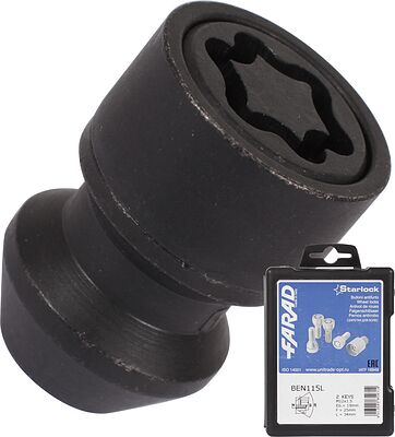 Farad BEN115L/2 Комплект гаек-секреток M12×1.5, 34 мм, комплект 4+2, конус, ключ 19 мм