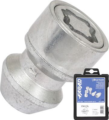 Farad EN115L/2 Комплект гаек-секреток M12×1.5, 34 мм, комплект 4+2, конус, ключ 19 мм
