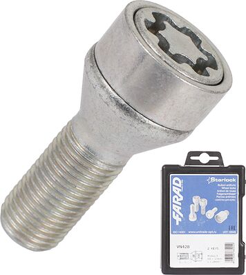 Farad VN428/2 Комплект болтов-секреток M14×1.5, 57/28 мм, комплект 4+2, конус, ключ 17 мм