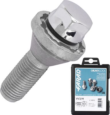 Farad VV3/M/2 Комплект болтов-секреток M14×1.5, 34 мм, комплект 4+2, конус, ключ 19 мм