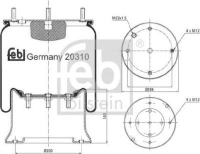 Febi 20310 кожух пневматической рессоры на VOLVO F 12