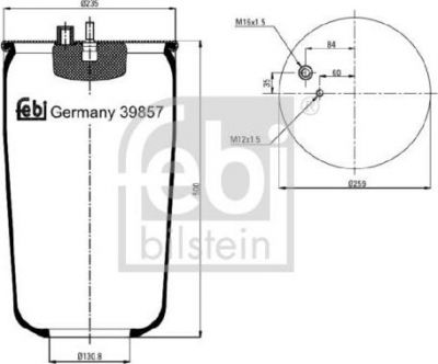 Febi 39857 кожух пневматической рессоры на MAN L 2000