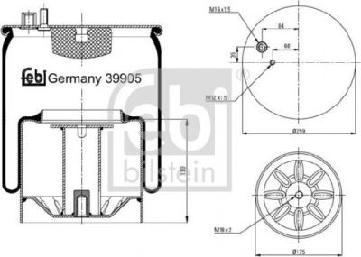 Febi 39905 кожух пневматической рессоры на MAN L 2000