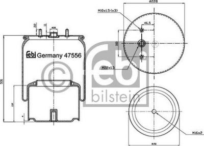 Febi 47556 кожух пневматической рессоры на DAF XF