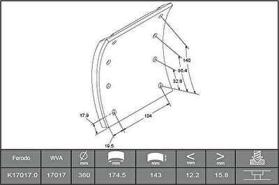 Ferodo K17017.0-F3661 комплект тормозных башмаков, барабанные тормоза на MAN M 90