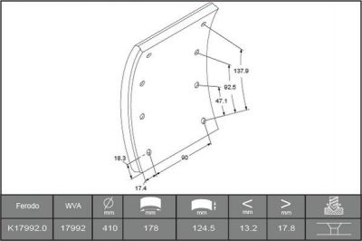 Ferodo K17992.0-F3543 комплект тормозных башмаков, барабанные тормоза на VOLVO FH 12