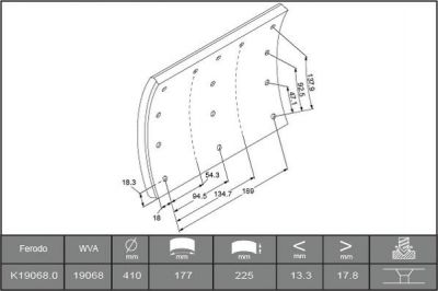 Ferodo K19068.0-F3526 комплект тормозных башмаков, барабанные тормоза на VOLVO FM 12