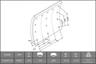 Ferodo K19071.0-F3658 комплект тормозных башмаков, барабанные тормоза на VOLVO FH 16