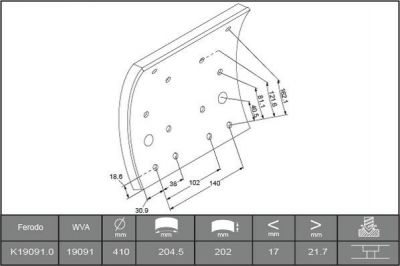 Ferodo K19091.0-F3653 комплект тормозных башмаков, барабанные тормоза на IVECO EuroStar