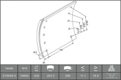 Ferodo K19094.0-F3744 комплект тормозных башмаков, барабанные тормоза на RENAULT TRUCKS Magnum