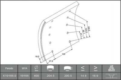 Ferodo K19166.0-F3670 комплект тормозных башмаков, барабанные тормоза на MERCEDES-BENZ T2/L