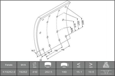 Ferodo K19262.0-F3653 комплект тормозных башмаков, барабанные тормоза на IVECO EuroTrakker