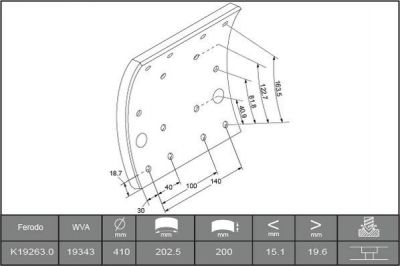 Ferodo K19263.0-F3656 комплект тормозных башмаков, барабанные тормоза на IVECO EuroStar