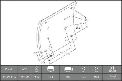 Ferodo K19487.0-F3658 комплект тормозных башмаков, барабанные тормоза на MERCEDES-BENZ AROCS